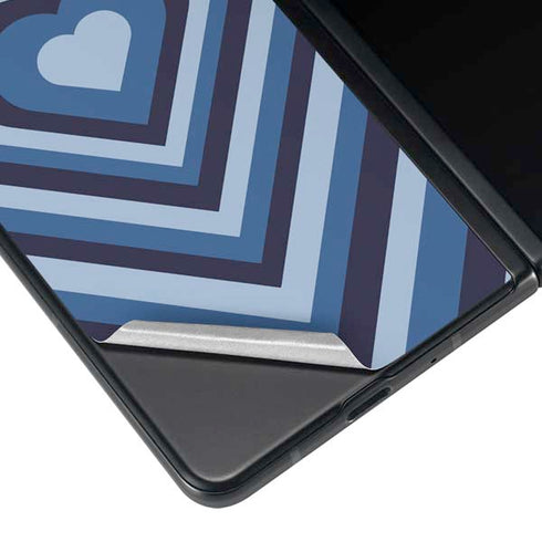 Blue Heart Pattern Galaxy Z Fold4 5G Skin